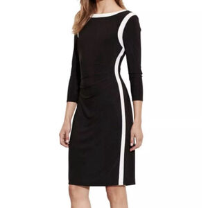 NWT Lauren Ralph Lauren Essential Dress Sz:10 Classic Style Black/white Lined